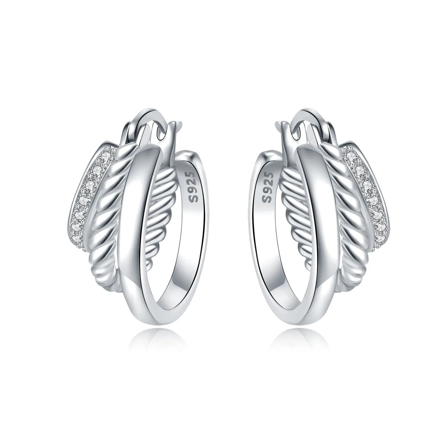 Orstarry S925 Sterling Silver Square Chain With Stone Inlaid Earrings Hoop Earrings For Women Jewelry Original Party Trendy Gift