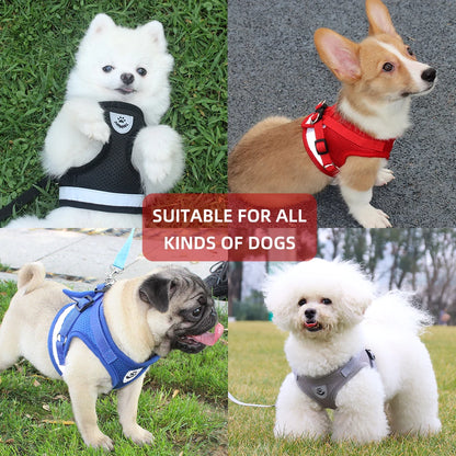 Dog Harness Leash Bulldog Vest Style Summer Reflective Puppy Harnesses Teddy Pet Supplies Breathable Rope Small Dog Collar Corgi