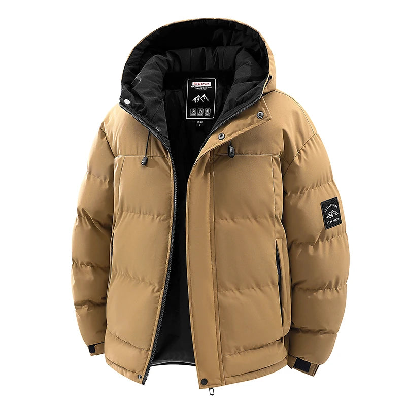 New Windproof Thickening Men Tops Outdoors Loose Versatile Comfort Keep Warm Coats Winter Fashion Casual Solid Hooded Parka Men