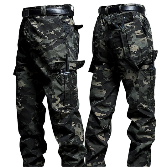 Wear-Resistant Cargo Pants Men Casual Work Stretch Trousers Breathable Multi-Pocket Outdoor Waterproof Training Hiking Pant Male