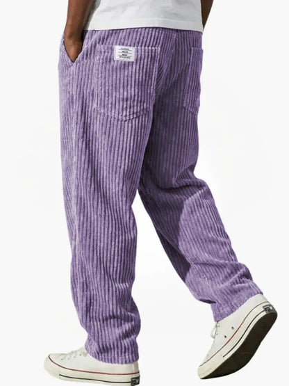 Winter Thick Warm Corduroy Sweatpants Men Fleece Liner Drawstring Straight Loose Track Pants Male Casual Fleece Thermal Trousers