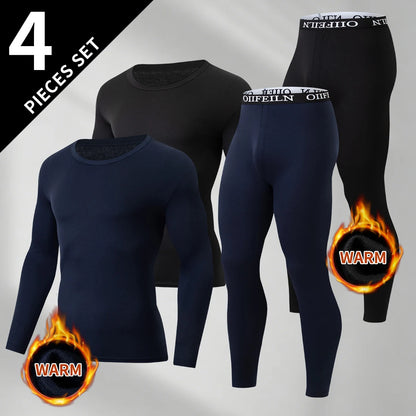 Men's Autumn/Winter Warm Underwear Set Solid Color Multi Color Round Neck Long Sleeve Top Letter Elastic Waist Casual Pants