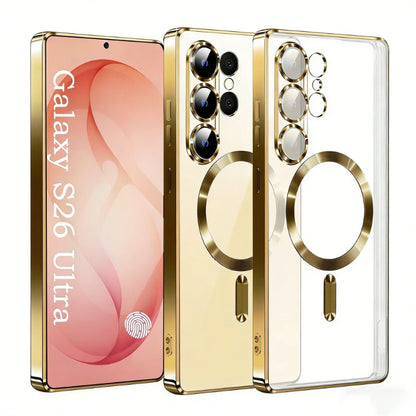 Luxury Transparent Plating Magnetic Wireless Charge Case for Samsung Galaxy S26 S25 S24 S23 S22 S21 Ultra Plus FE Note 20 Cover