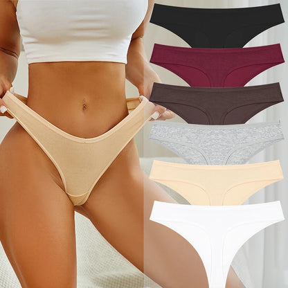 6Pcs/Set Women‘s Cotton Seamless Pantys Sexy Low Waist Soft Comfortable Thongs Fashion Girl Breathable Intimates G-Strings