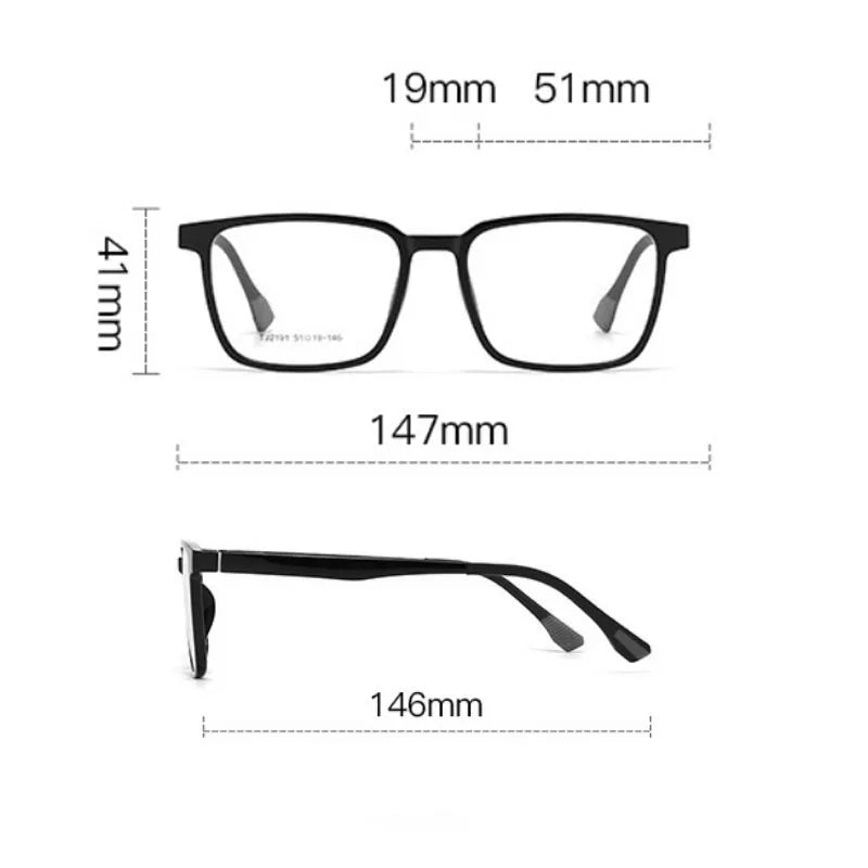 Magnetic Clip-On Glasses – Polarized Prescription Sunglasses with TR90 Frame for Men Women
