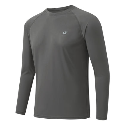 Men UPF 50+ Long Sleeve T-Shirt, Rash Guard Breathable Tops, Pullover Shirt for Sport Fishing Hiking Running Beach Surfing