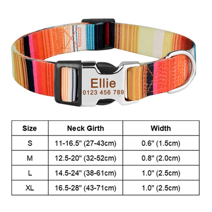 Personalized Dog Collar Custom Engraved Name ID Tag Nameplate Adjustable Small Large Medium Puppy Pet Dogs Collars