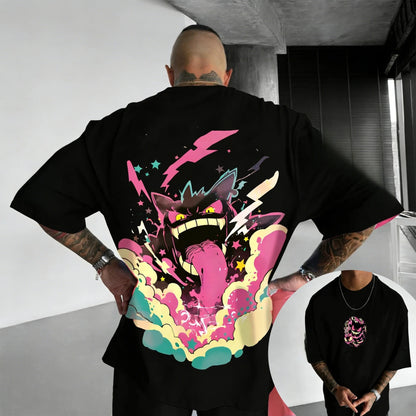 Pokémon Anime Gengar Printed T-shirt Summer Men's and Women's T-shirt Trendy Loose Casual Y2K Short Sleeve 2026 New Streetwear