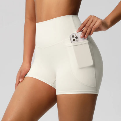 High Waist Workout Shorts – Women Gym Shorts with Pockets, Squat Proof & Quick Drying