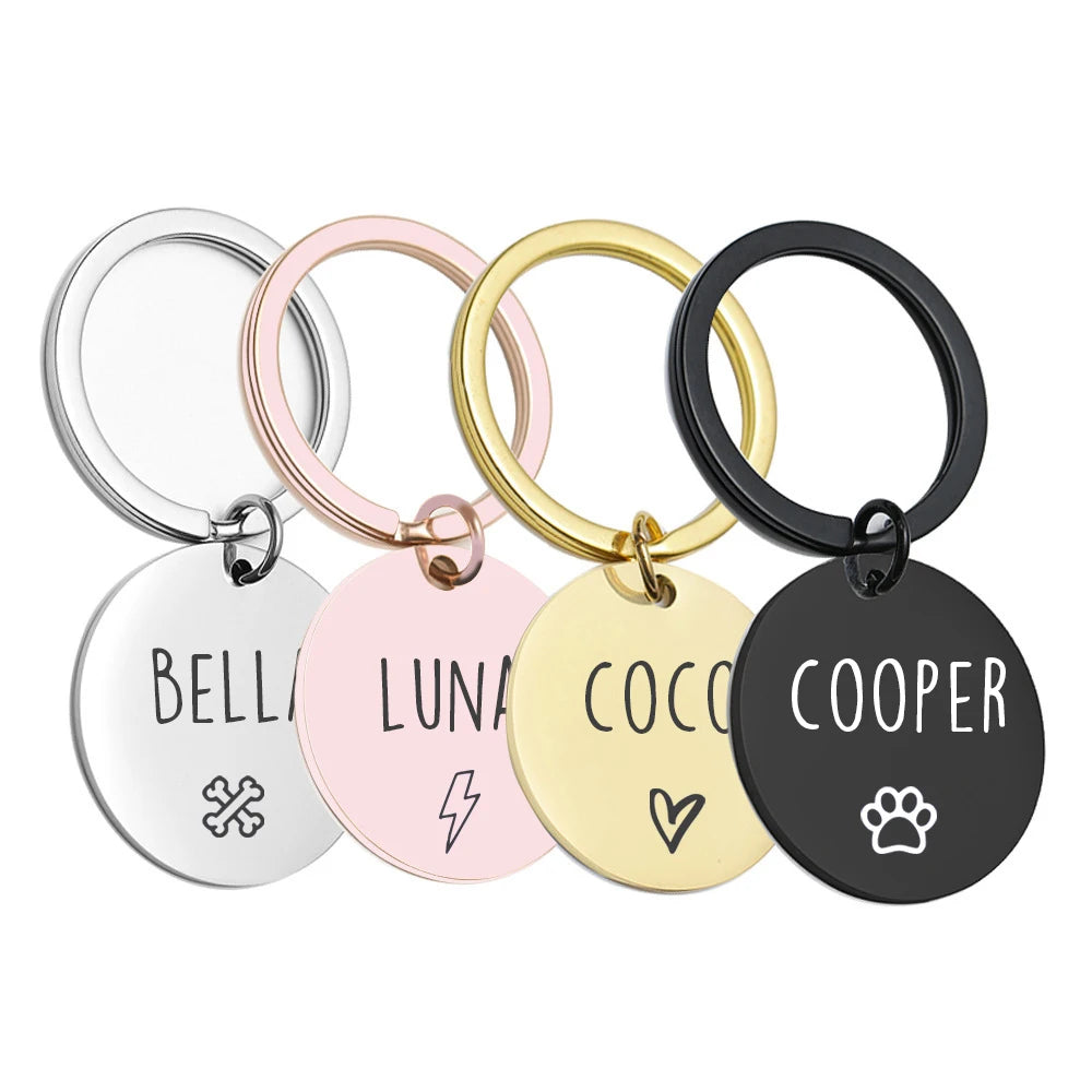 Personalized Engraved Cat Dog Pet ID Tag Dogs Anti-lost Collar Charm Engraving Pet Name Collar for Puppy Cats Collar Accessories