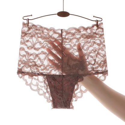 Women's underwear Ice silk high waist belly lift lace pure cotton antibacterial crotch little girls shorts summer thin