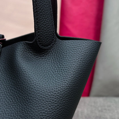 Women Leather Bucket Bag - Genuine Leather Handbag | Large Tote Bag With Silver Hardware