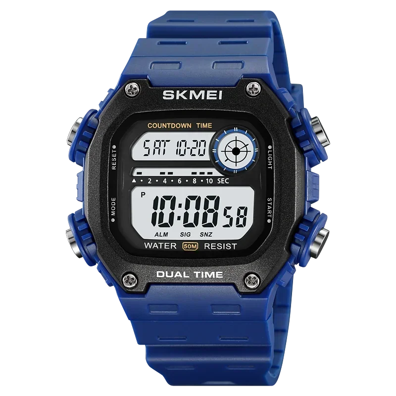 Digital Sport Watch - Waterproof Wristwatch With Countdown Timer & Alarm Function