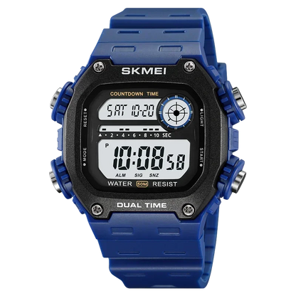 Digital Sport Watch - Waterproof Wristwatch With Countdown Timer & Alarm Function