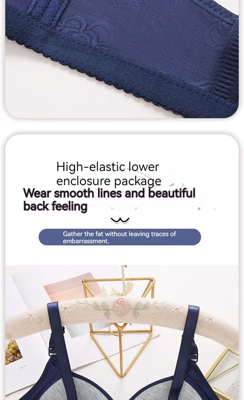 Ladies Ultra-thin Without Steel Ring Fashionable Printing Adjustable Underwear Seamless Breathable Gathering Anti Sagging Bra