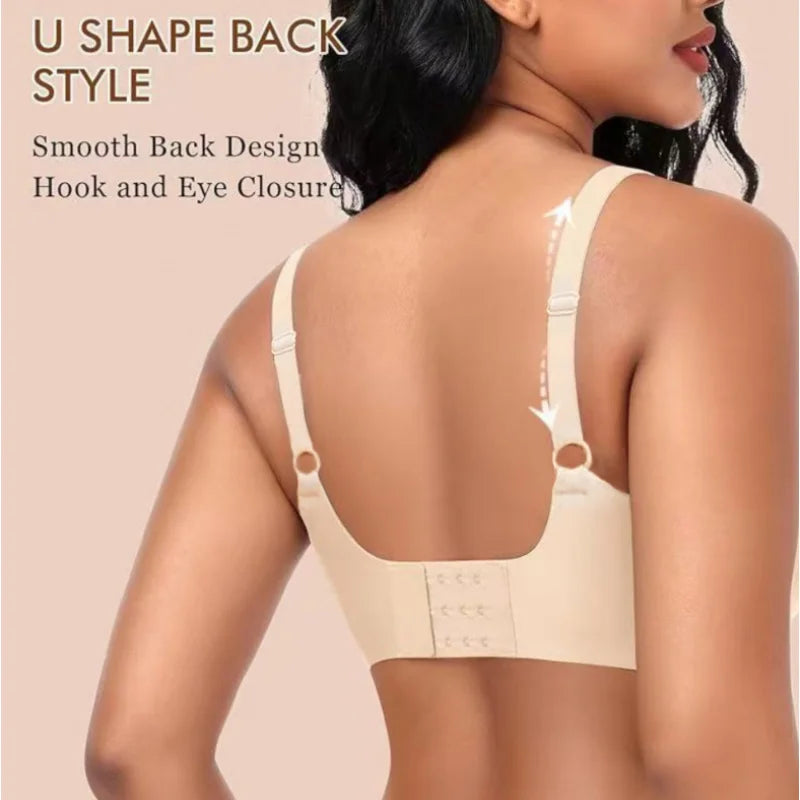 Plus Size Push Up Bra - Wireless Seamless Women Bra with Rear Hook & Beauty Back