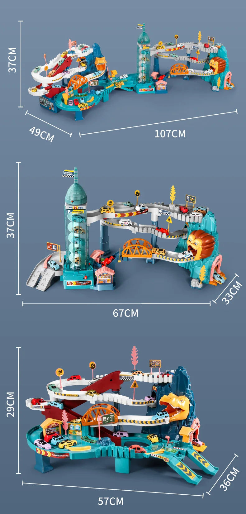 KBDFA Lion Theme Car Track For Children Diecasts Holiday Gifts Birthday Hot Wheels Kids Educational Race Toys Racing Rail Cars