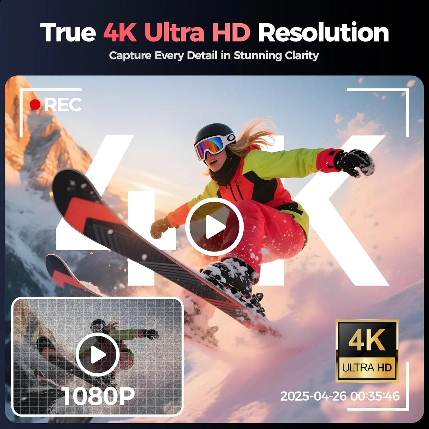 4K Digital Camera - 64 Megapixel Portable Camera With 16x Digital Zoom & Rotating Flip Screen