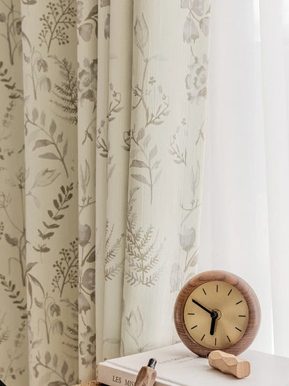French Living Room Curtains - Floral Pattern Green Bedroom Drapes | Blackout Sun Protection