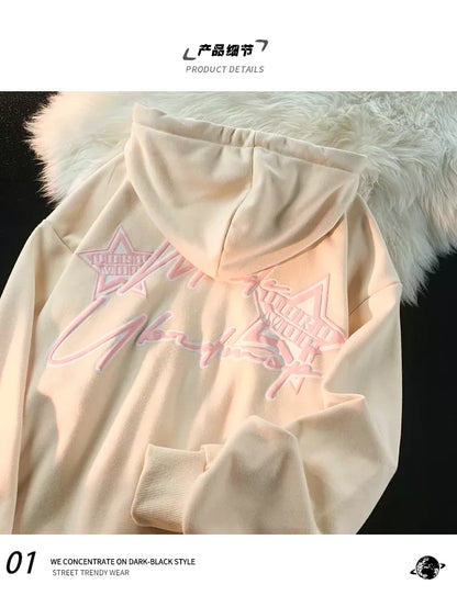2023 Letter Print Sweatshirts Gothic Streetwear Vintage Loose Patchwork Tops Coats Zip Up Hoodies Women Harajuku Hip Hop Top