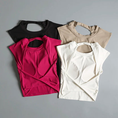 Backless Sports T-Shirt – Women's Slimming Yoga Top With Quick Dry Vest