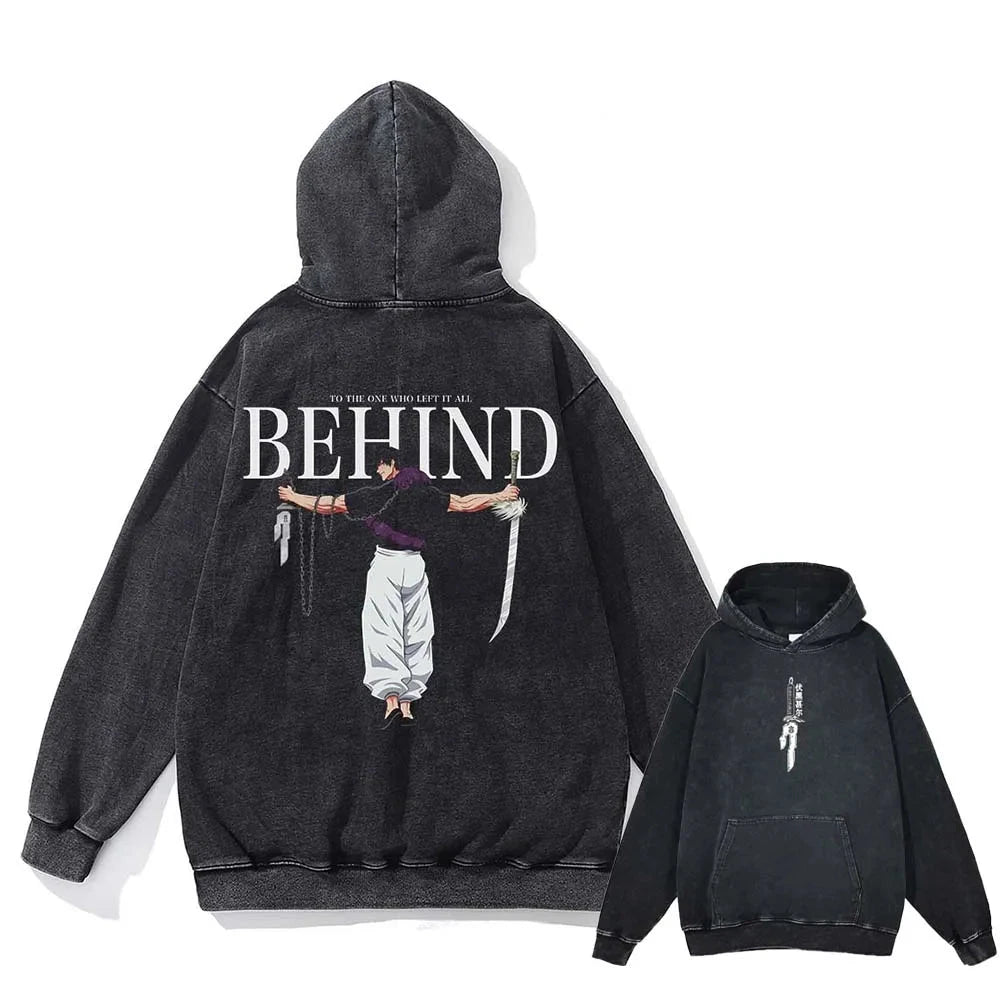 Japanese Anime Jujutsu Kaisen Print Hooded Pullover Men Hip Hop Sweatshirt Vintage Hoodie Harajuku Cotton Sweatshirts