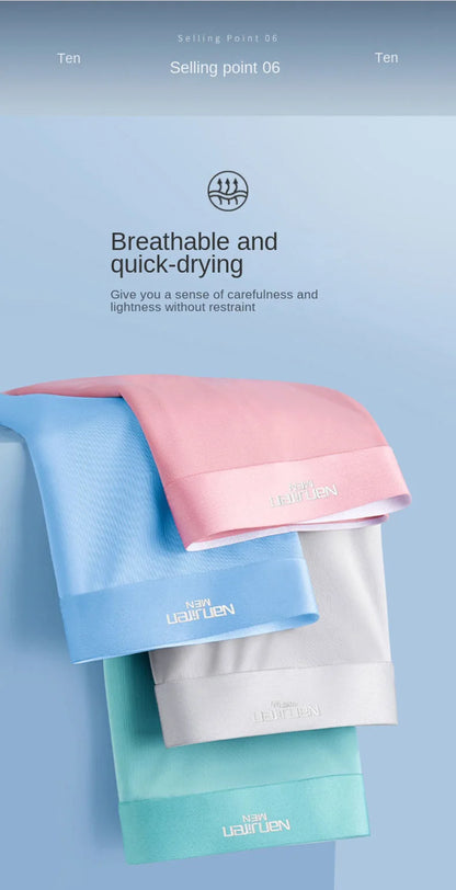 Mens Ice Silk Boxer Shorts - Breathable Cool Underwear Sexy Thin Lingerie Sizes L-6XL 4pcs Set