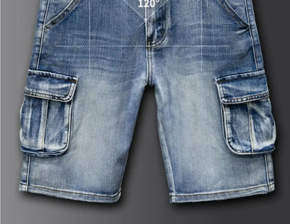 Denim Shorts Men – Casual Summer Knee Length Jean Shorts with Multiple Pockets