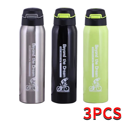 500ML Bicycle Water Bottle Vacuum Stainless Steel Cycling Water Bottle Double Walled Simple Thermo Mug Insulated With Straw