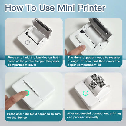 X6 Mini Printer Sticker Paper Error Printing Machine HD Photo Printer Label Maker for Journal Notes Memo Kids Toys Birthday Gift