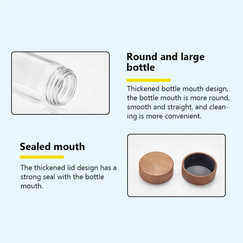 Airtight Glass Jars Set - 12PCS 120ml Clear Containers with Wood Lids for Kitchen Storage
