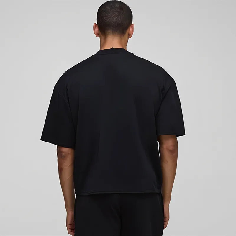 Basic Oversized Boxy Crew Neck T-shirt Mens Heavyweight 240GSM 100% Cotton Half Sleeve T-Shirts Summer Loose Sports Clothing
