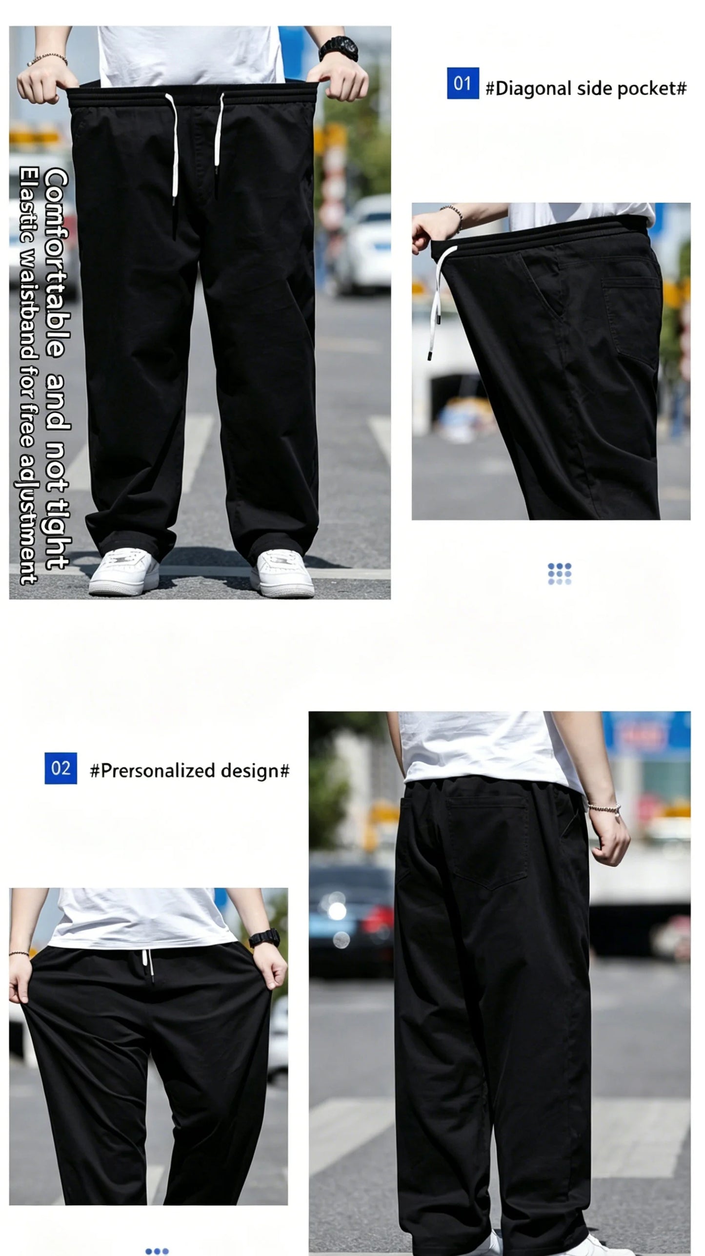 Large Size Men's Casual Pants XL-8XL Plus Size Straight Loose Fit Trousers Elastic Waist Oversized Cotton SweatPants Outdoor
