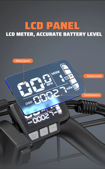 Electric Bike for Adults 20'' 1500W Peak Ebike Up to 50 Miles 32MPH Electric Mountain Bike 48V 20AH Removable Battery UL2849
