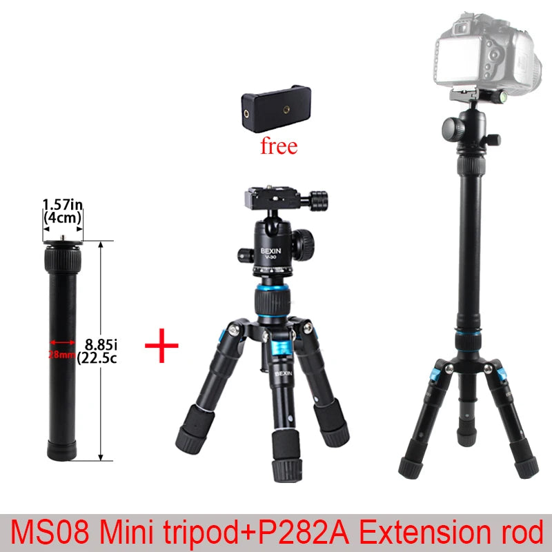 BEXIN Mini Tripod 19in Universal Photography Flexible Phone Tripod for Camera Stand for Gopro iphone Aluminum Travel Tripode Par
