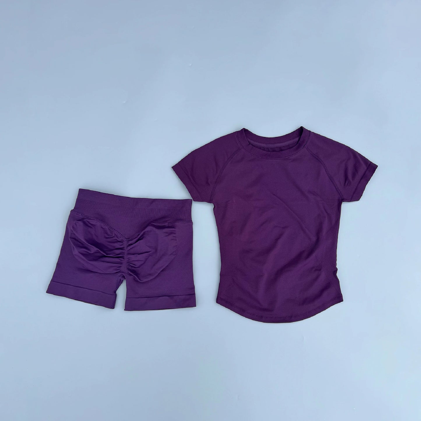 2 Pieces AURA IMPACT Sports Sets Short Sleeve Seamless Yoga Top Fitness Set Women Workout Running Sports Shorts Gym Suit