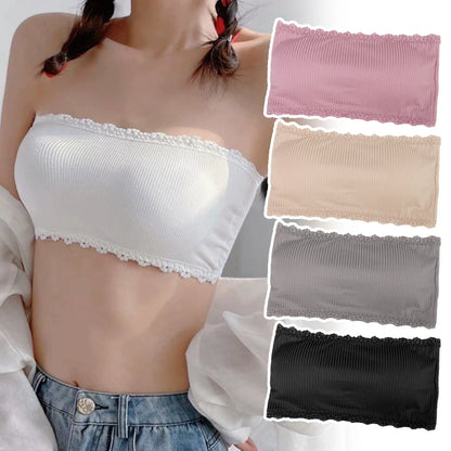 Lace Strapless Bra - Seamless Push Up Bralette | Wire Free Cotton Lace Bra