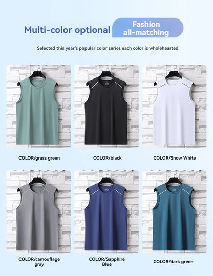 Men's Sleeveless T-Shirt - Breathable Summer Shirt | Quick Drying Ice Silk Fabric