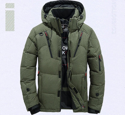 Down Jacket Men White Duck Winter Coat Windproof Warm Parkas Travel Camping Overcoat New in Thicken Solid Color Hooded Clothing