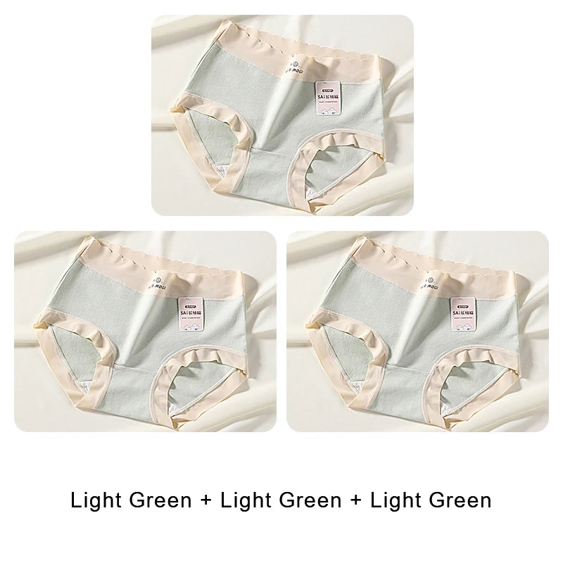 Cotton Mid-Rise Panties - Women's Antibacterial Breathable Cotton Briefs Set
