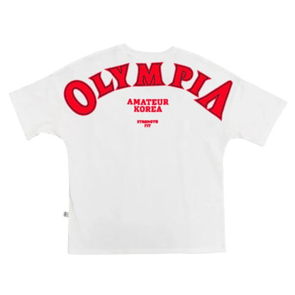 OLYMPIA Cotton Gym Shirt Sport T Shirt Men Short Sleeve Running Shirt Men Workout Training Tees Fitness Loose large size M-XXXL