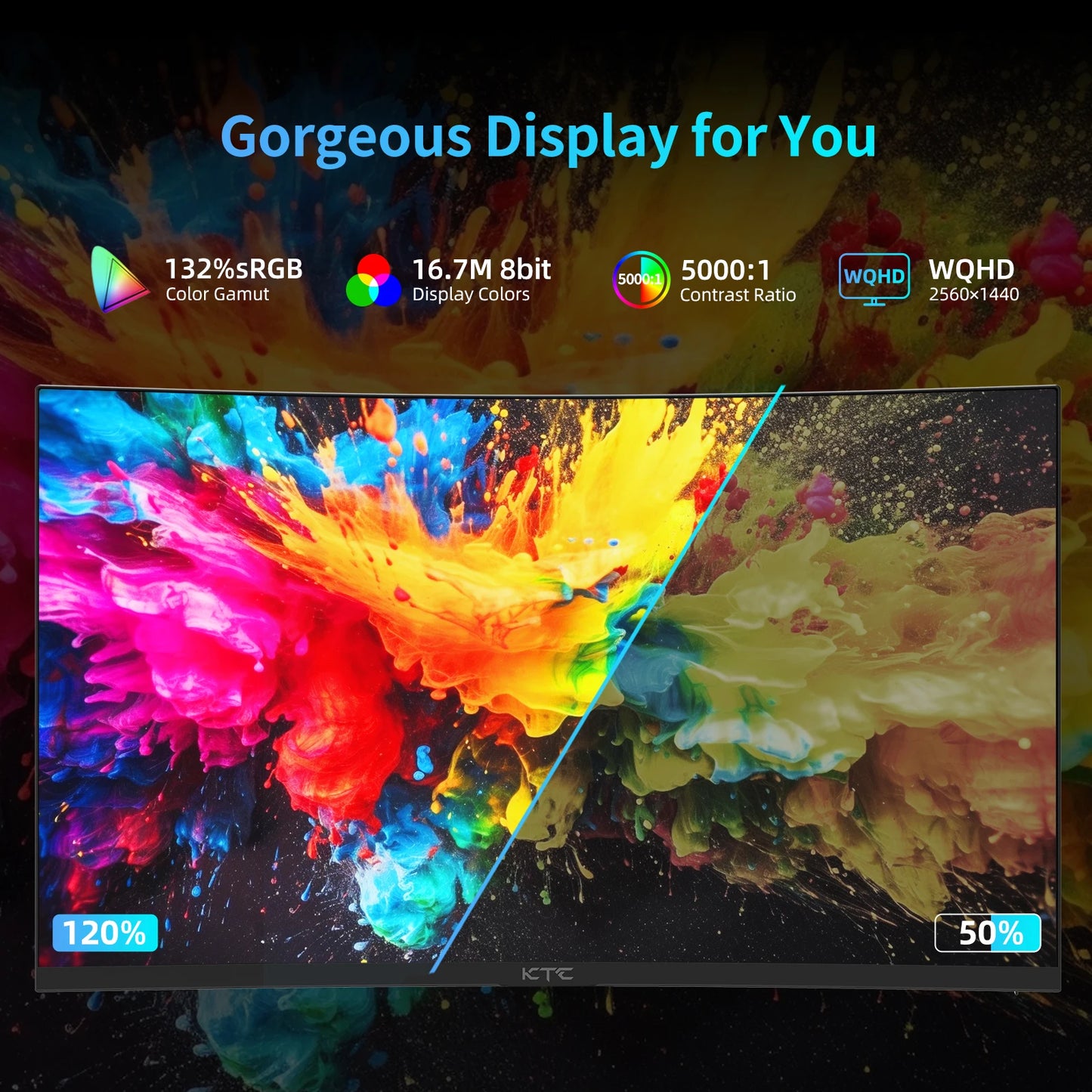 27 Inch Curved Monitor - WQHD 1440P Gaming Display 180Hz 1ms Response HDR10 FreeSync