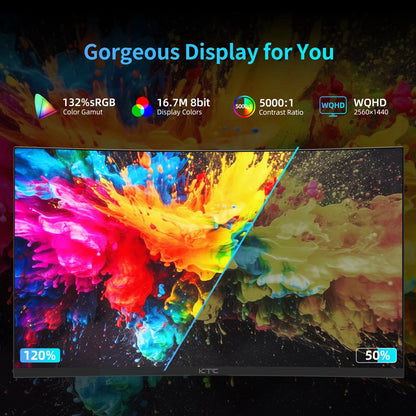 27 Inch Curved Monitor - WQHD 1440P Gaming Display 180Hz 1ms Response HDR10 FreeSync