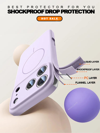 Liquid Silicone Magnetic Phone Case - iPhone 16E1112131617 Pro Max  Air 151416 Plus MagSafe Cover - ZOOMNSTORE