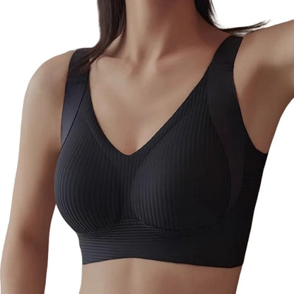 Push Up Bra Wire Free Padded V Neck Bra For Women Plus Size Wide Strap Comfort
