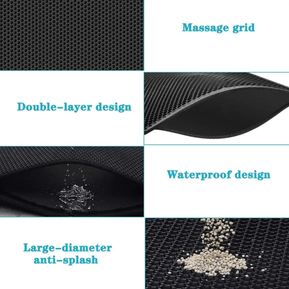 Cat Litter Mat with Gift Double Layer Waterproof Pet Litter Box Mat Non-slip Sand Cat Pad Washable Bed Mat Clean Pad Products