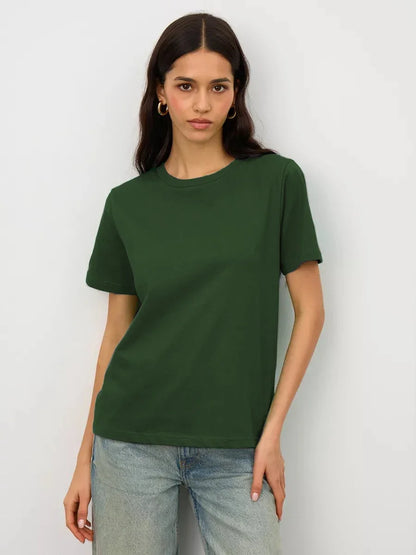 Cotton Summer Womens T-Shirt - Short Sleeve Loose Basic Top