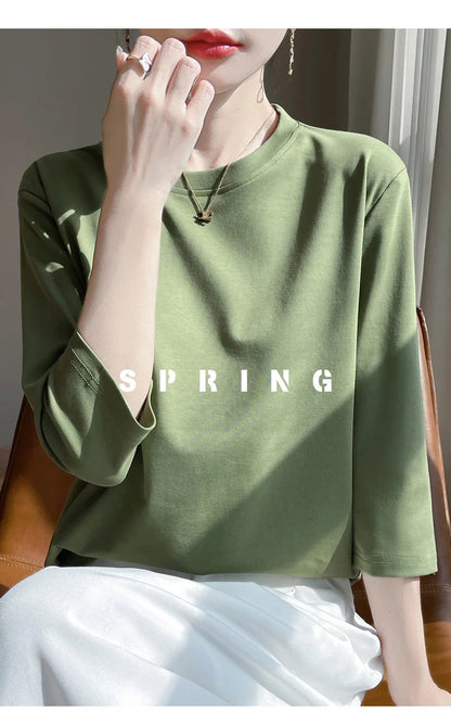 Cropped Mercerized Cotton T-Shirt - 100 Cotton Short Sleeve for Spring  Summer 2023