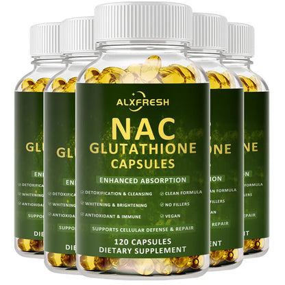 Premium NAC + Glutathione Complex Detox & Antioxidant Boost with Vitamin C | Liver Support, Immune System Health Supplement
