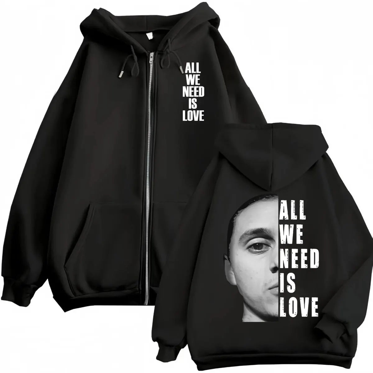 Canserbero All We Need Is Love Muerte Vida Merch Zipper Hoodie Men's Fashion Hip Hop Zip Up Sweatshirts Casual Fleece Pullovers